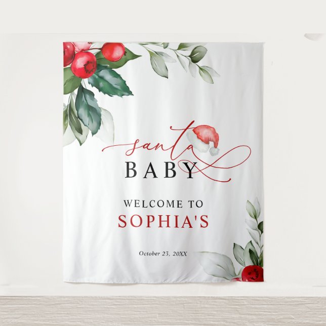 Christmas Santa Baby  Shower Tapestry (Front)