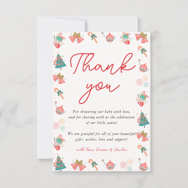 Christmas Santa Baby Shower Thank You Card (Front)