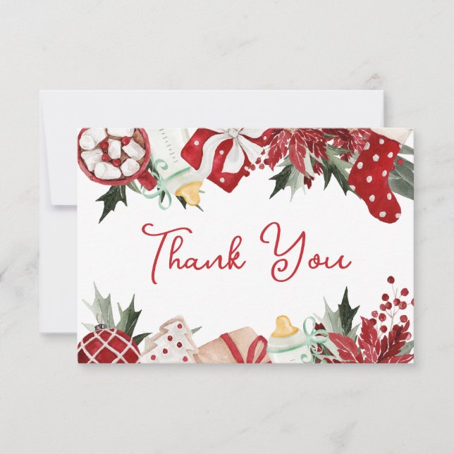 Christmas Santa Baby Shower  Thank You Card (Front)