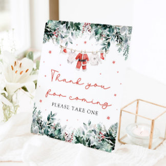 Christmas Santa Baby Shower Thank You For Coming Pedestal Sign