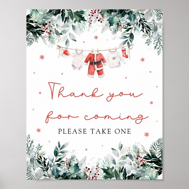 Christmas Santa Baby Shower Thank You For Coming  Poster (Front)