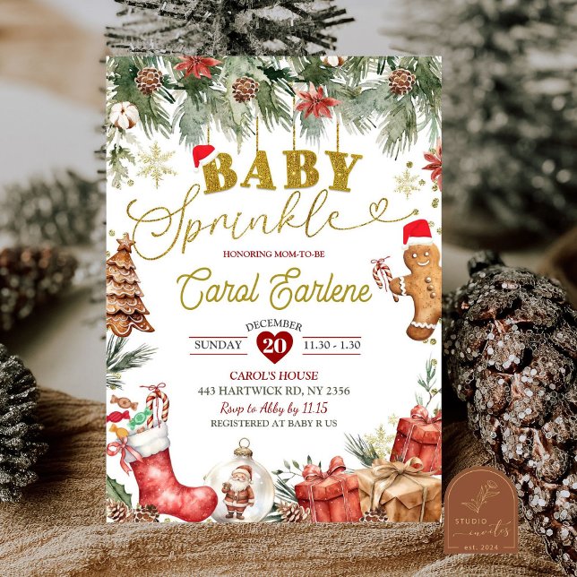Christmas Santa Baby Sprinkle Baby Shower Invitation (Creator Uploaded)