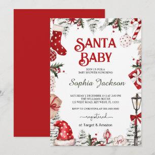 Christmas Santa Baby Winter Baby Shower Invitation