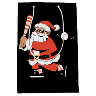 Christmas Santa Baseball Bat Candy Cane Slugger Medium Gift Bag