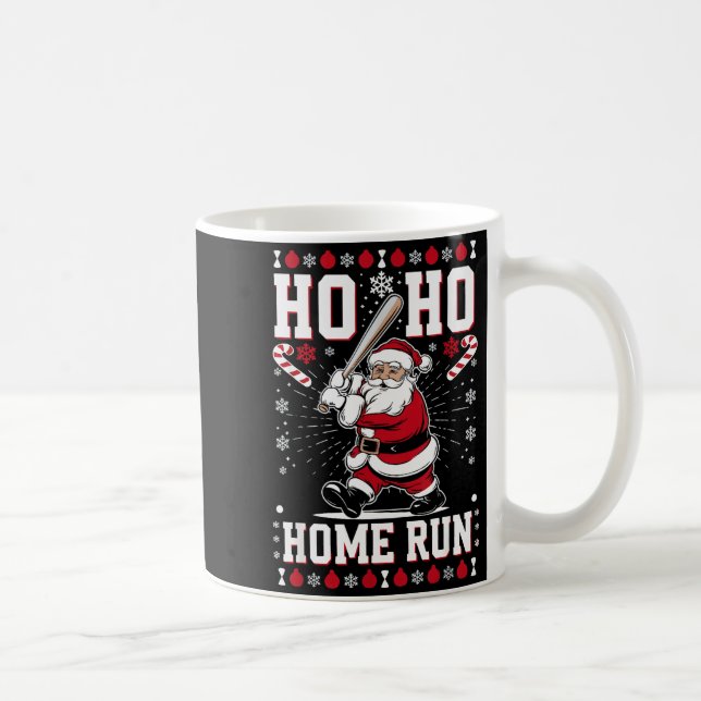 Christmas Santa Baseball Home Run Ho Ho Home Run , Coffee Mug (Right)