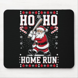 Christmas Santa Baseball Home Run Ho Ho Home Run , Mouse Mat