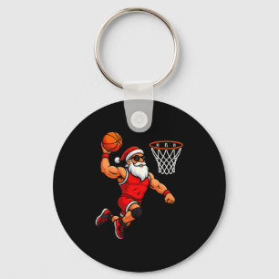 Christmas Santa Basketball Player Dunking Basketba Key Ring