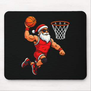 Christmas Santa Basketball Player Dunking Basketba Mouse Mat