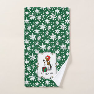 Christmas Santa Basset Hound (tri colour 1) Cute Bath Towel Set