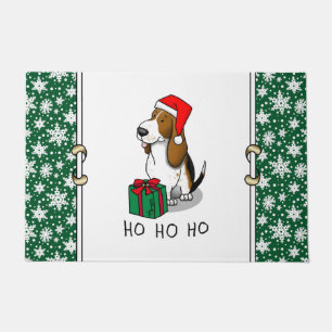 Christmas Santa Basset Hound (tri colour 1) Cute Doormat