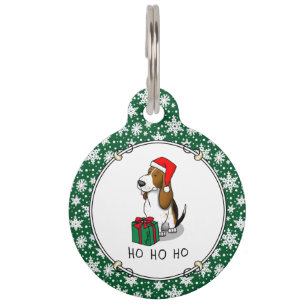 Christmas Santa Basset Hound (tri colour 1) Cute Pet Tag