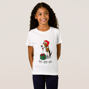 Christmas Santa Basset Hound (tri colour 1) Cute T-Shirt