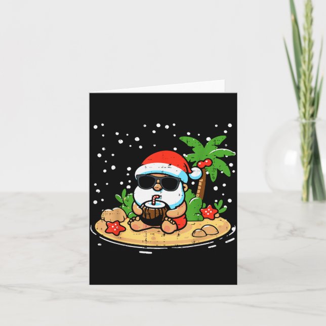 Christmas Santa Beach Xmas Trocal Hawaii Men Women Card (Front)