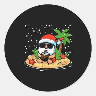 Christmas Santa Beach Xmas Trocal Hawaii Men Women Classic Round Sticker