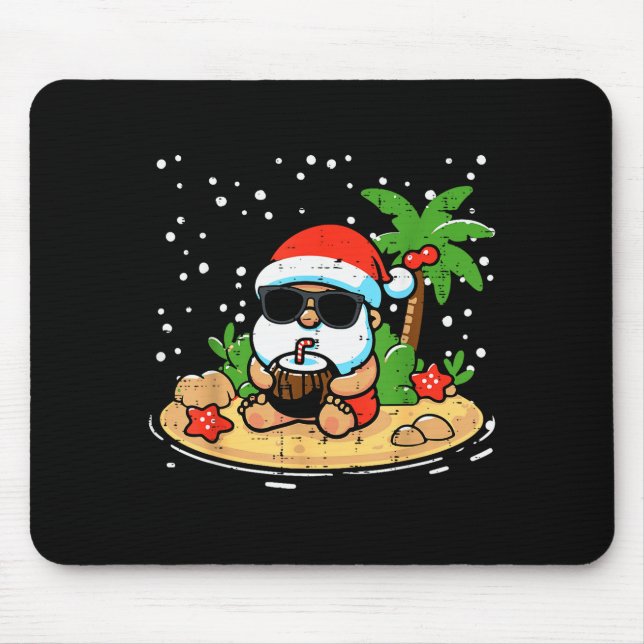Christmas Santa Beach Xmas Trocal Hawaii Men Women Mouse Mat (Front)
