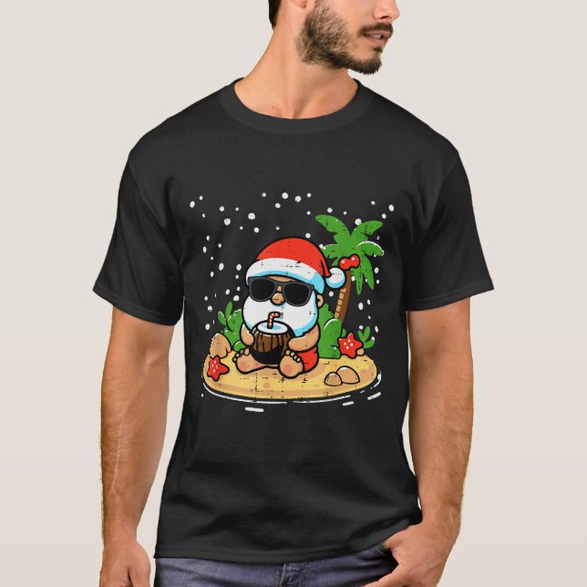 Christmas Santa Beach Xmas Trocal Hawaii Men Women T-Shirt (Front)
