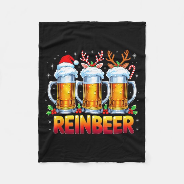 Christmas Santa Beer Lovers Funny Drinking Trend N Fleece Blanket (Front)