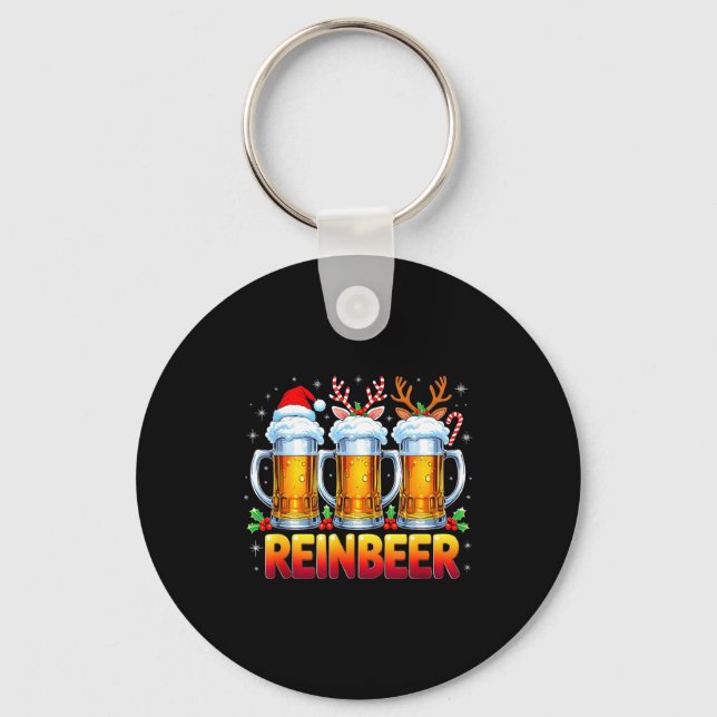 Christmas Santa Beer Lovers Funny Drinking Trend N Key Ring (Front)