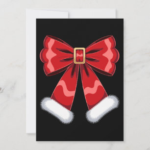 Christmas Santa Belt Bow Red Fur Ornament Xmas Invitation