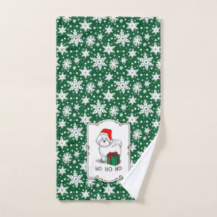 Christmas Santa Bichon Frise Dog Cute Bath Towel Set