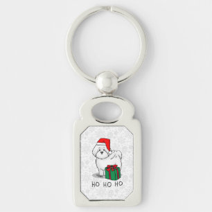 Christmas Santa Bichon Frise Dog Cute Key Ring