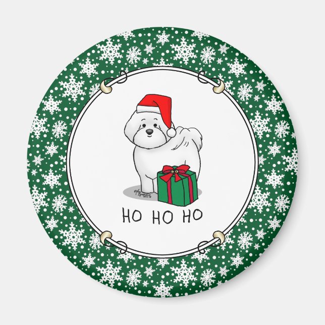 Christmas Santa Bichon Frise Dog Cute Magnet (Front)