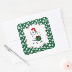 Christmas Santa Bichon Frise Dog Cute Square Sticker