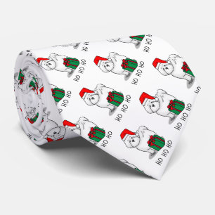 Christmas Santa Bichon Frise Dog Cute Tie