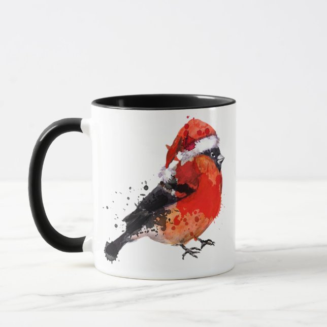 Christmas Santa Bird Coffee Mugs (Left)
