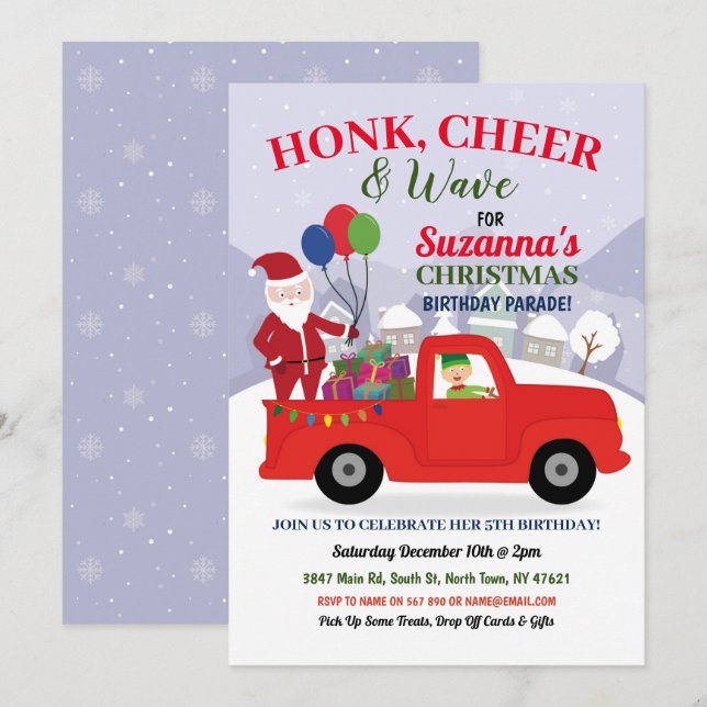 Christmas Santa Birthday Elf Party Parade Invitation (Front/Back)