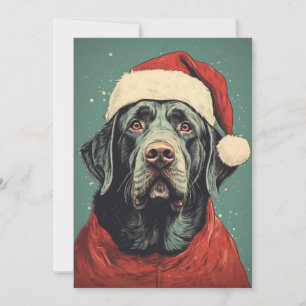 Christmas Santa Black Lab Flat Holiday Card