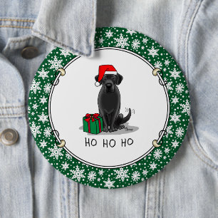Christmas Santa Black Labrador Retriever Cute 6 Cm Round Badge