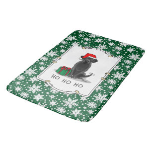 Christmas Santa Black Labrador Retriever Cute Bath Mat