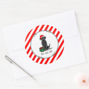 Christmas Santa Black Labrador Retriever Cute Classic Round Sticker