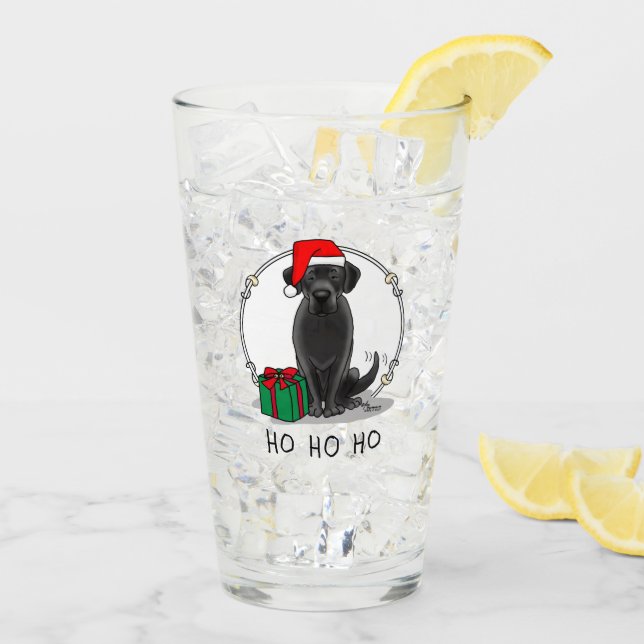 Christmas Santa Black Labrador Retriever Cute Glass (Back Ice)
