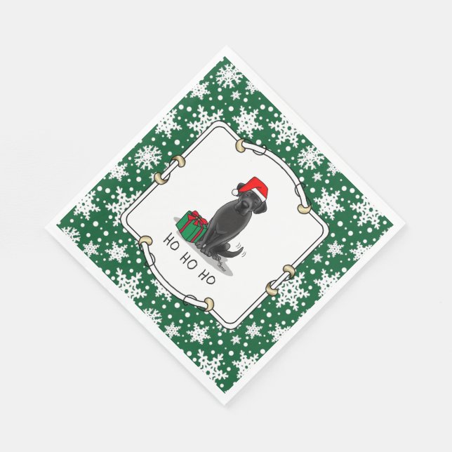 Christmas Santa Black Labrador Retriever Cute Napkin (Corner)
