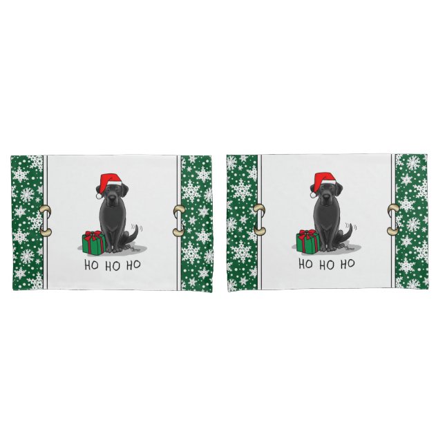 Christmas Santa Black Labrador Retriever Cute Pillowcase (Front-Set)