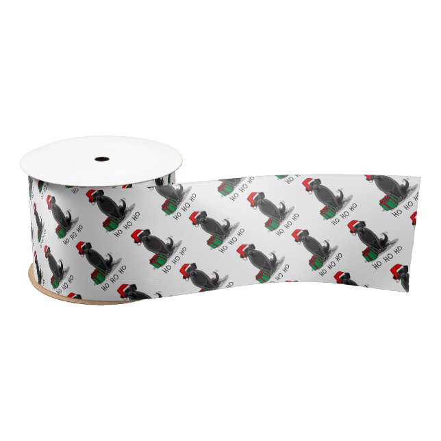 Christmas Santa Black Labrador Retriever Cute Satin Ribbon (Spool)
