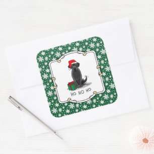 Christmas Santa Black Labrador Retriever Cute Square Sticker