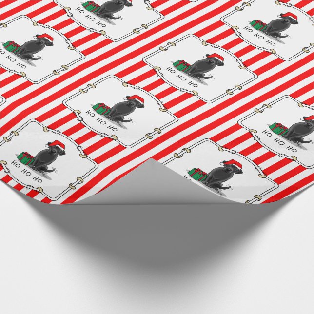 Christmas Santa Black Labrador Retriever Cute Wrapping Paper (Corner)