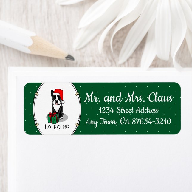 Christmas Santa Boston Terrier (black) Cute (Insitu)