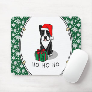 Christmas Santa Boston Terrier (black) Cute Mouse Mat