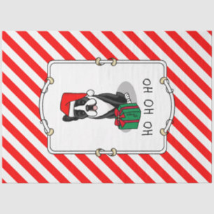Christmas Santa Boston Terrier (black) Cute Tissue Paper