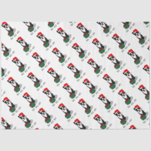 Christmas Santa Boston Terrier (black) Cute Tissue Paper