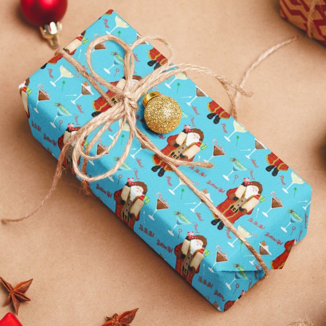 Christmas Santa Bringing Holiday Liquor   Wrapping Paper (Creator Uploaded)