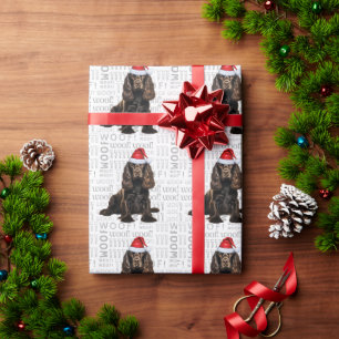 Christmas Santa Brown Cocker Spaniel Holiday Dog Wrapping Paper