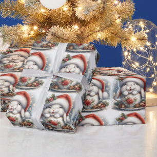 Christmas Santa Bunny Inside the Teacup Wrapping Paper