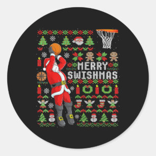 Christmas Santa Bysketbyll Player - Slam Dunk Ugly Classic Round Sticker