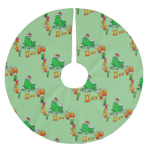 Christmas Santa Cartoon Frog Tree Skirt
