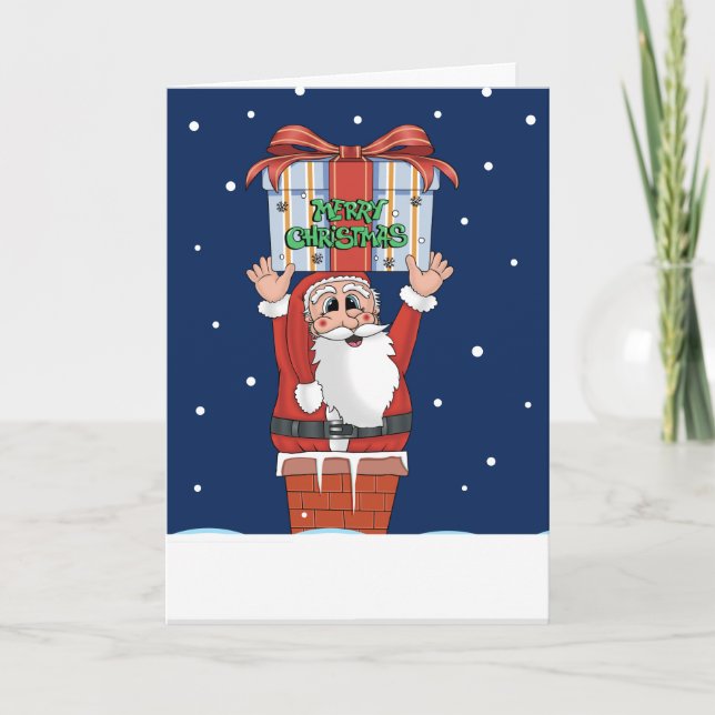 Christmas Santa Cartoon Winter Snow Holiday Card (Front)